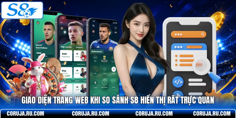 Giao diện trang web khi so sánh S8 hiển thị rất trực quan